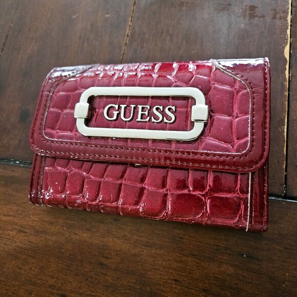 GUESS, Burgundy faux crocodile print wallet - Picture 6 of 7
